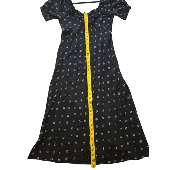 Madewell Size 0 Black Sweetheart Puff-Sleeve‎ Midi Dress New With Tags - Picture 11 of 14